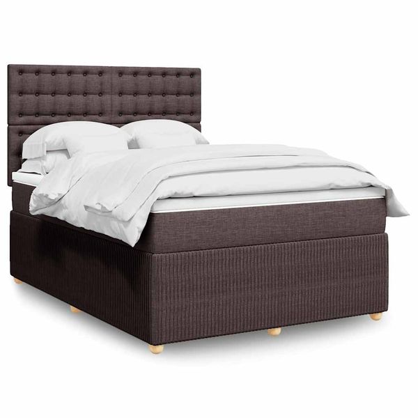 vidaXL Boxspring posteľ s matracom tmavohnedá 140x200 cm látka