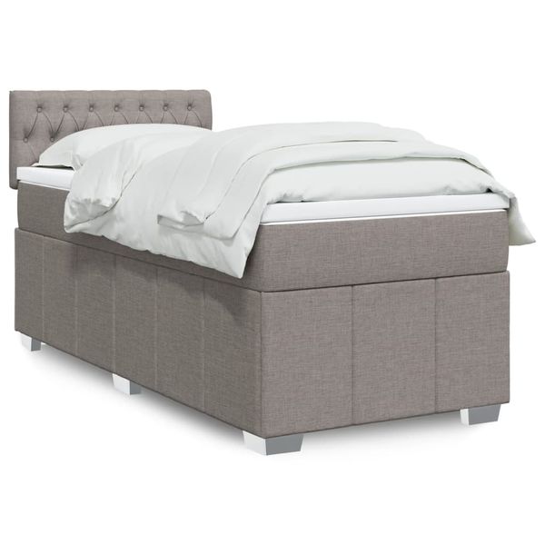 vidaXL Posteľný rám boxsping s matracom sivohnedý 90x200 cm látka