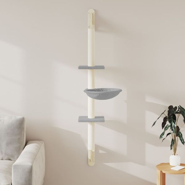 vidaXL Nástenné škrabadlo pre mačky bledosivé 142,5 cm
