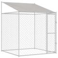 vidaXL Klietka pre psa s strechou Strieborná 200 x 200 x 258 cm
