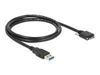 Kábel USB - Micro-USB typu B (samec) do USB typ A (samec) - USB 3.0 - 1 m - krídlové skrutky - čierna