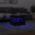 vidaXL Konferenčný stolík s LED svetlami dymový dub 50x50x40 cm