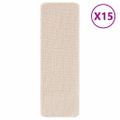 vidaXL Protišmykové schodové rohože 15 ks 60 x 25 cm Krémová PP