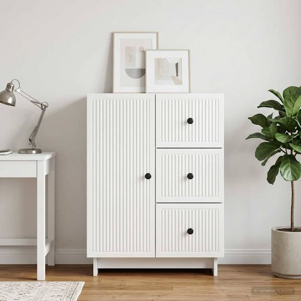 vidaXL Servírovacia skriňa Biela s vysokým leskom 66 x 34,5 x 90 cm