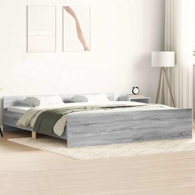 vidaXL Posteľný rám s predným a zadným čelom, sivá sonoma 200x200 cm