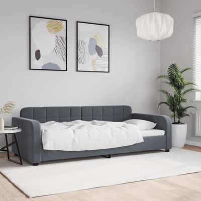 vidaXL Denná posteľ tmavosivá 90x200 cm zamat
