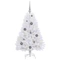 vidaXL Umelý Sklápací Vianočný Stromček LED Biela 68 x 68 x 120 cm
