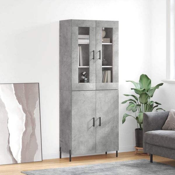 vidaXL Vysoká skrinka betónová sivá 69,5x34x180 cm spracované drevo