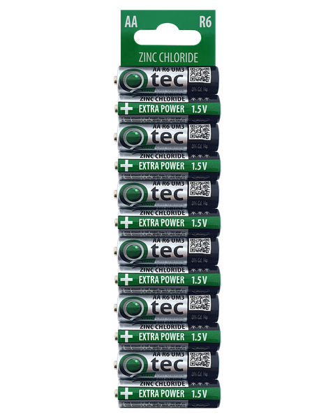QTEC AA / R6/UM3 Extra power Zinkochloridová batéria / 12ks BLISTR