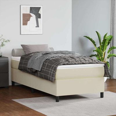 vidaXL Posteľný rám s boxspringom krémový 90x190 cm umelá koža