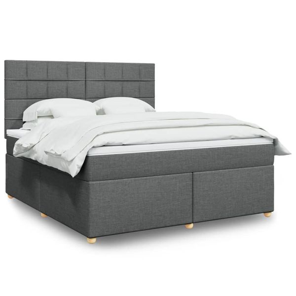 vidaXL Boxspring posteľ s matracom tmavosivá 180x200 cm látka