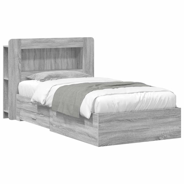 vidaXL Rám postele so skladom Sivý Sonoma 75 x 190 cm Kompozitné drevo