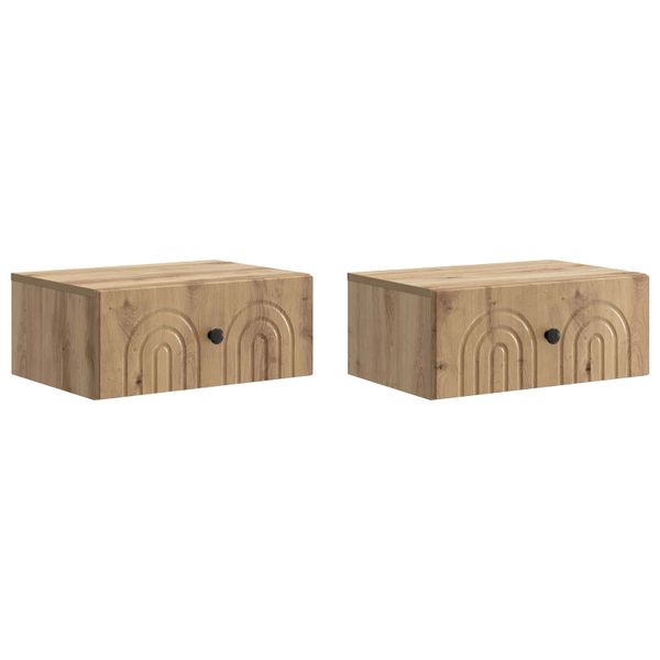 vidaXL Nástenná nočná skrinka 2 pcs Dub artisan 49 x 34,5 x 20 cm