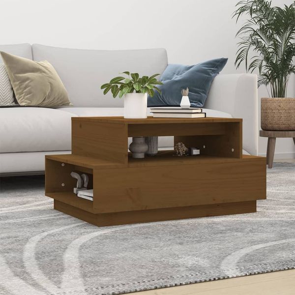 vidaXL Konferenčný stolík medovo-hnedý 80x55x40,5 cm borovicový masív