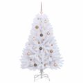 vidaXL Umelý Sklápací Vianočný Stromček LED Biela 80 x 80 x 150 cm