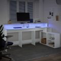 vidaXL Stôl s LED svetlami biely 200x104x91 cm kompozitné drevo