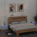 vidaXL Nočné stolíky 2 ks s LED, lesklé biele 60x35x40 cm