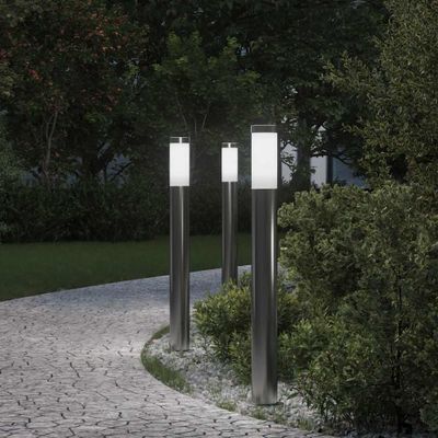 vidaXL Stĺpikové svetlá 3 ks 80 cm nehrdzavejúca oceľ IP44