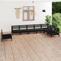 vidaXL 8-dielna záhradná sedacia súprava, borovicový masív, čierna