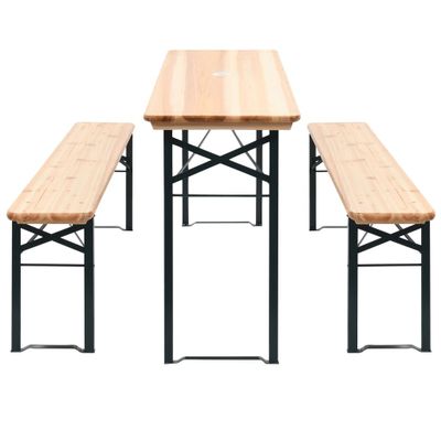 vidaXL Skladací pivný stôl s 2 lavicami 177 cm borovicové drevo