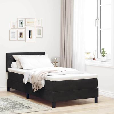 vidaXL Posteľ s pružinovým rámom s matracmi Čierna 100 x 200 cm Zamat