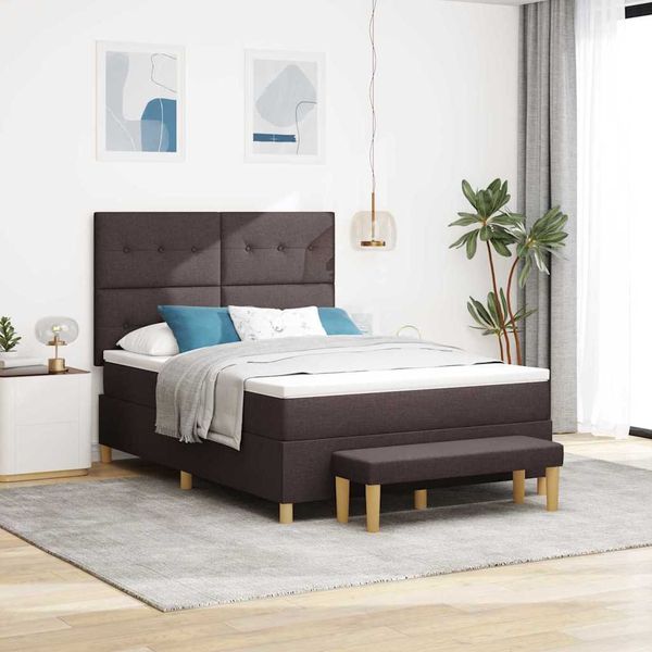 vidaXL Posteľ s pružinovým rámom Tmavo hnedá 190 x 140 cm látka
