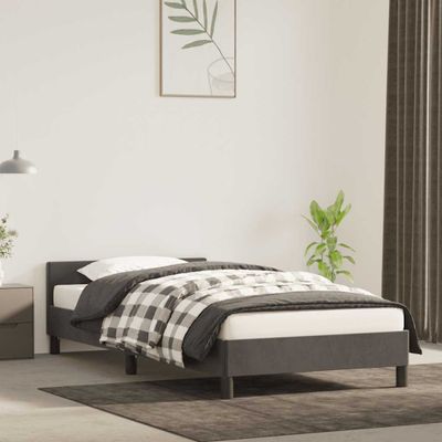 vidaXL Posteľ bez matraca tmavosivá 90x190 cm zamat