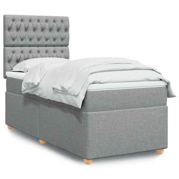 vidaXL Boxspring posteľ s matracom bledosivý 100x200 cm látka