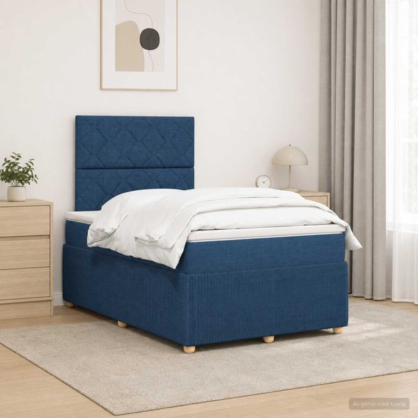 vidaXL Posteľ boxspring s matracom Modrá 120 x 200 cm Látka