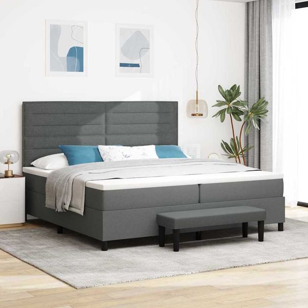 vidaXL Posteľ s pružinovým rámom Tmavo šedá 200 x 200 cm látka