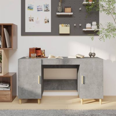 vidaXL Stôl betónovo sivý 140x50x75 cm spracované drevo