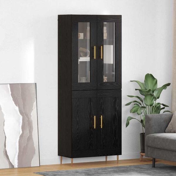 vidaXL Highboard 2 pcs Čierny dub Kompozitné drevo