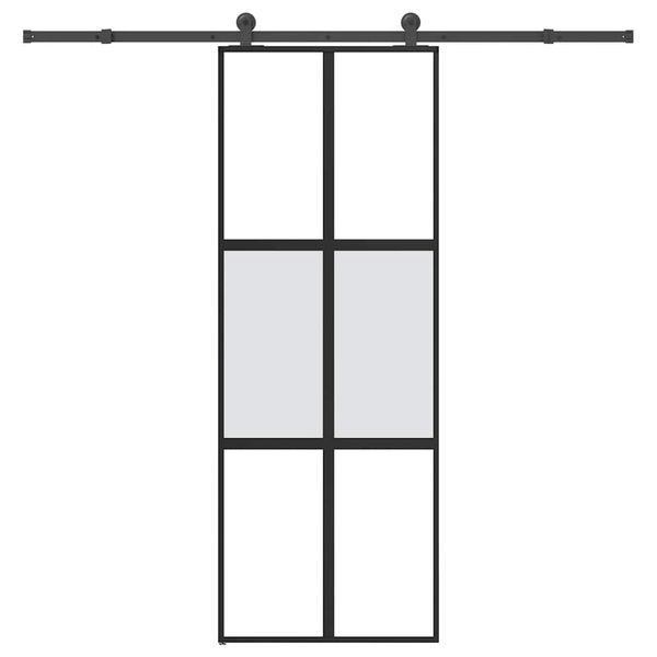 vidaXL Posuvné dvere s kovaním 76x205 cm tvrdené sklo a hliník úzke