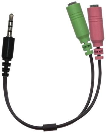 GENIUS ACC-100 audio adaptér 2x female 3,5mm jack na 1x male 3,5" jack Redukce, zástrcka 3,5mm jack - 2x zásuvka 3,5mm jack, pro headsety, 24cm, cerná