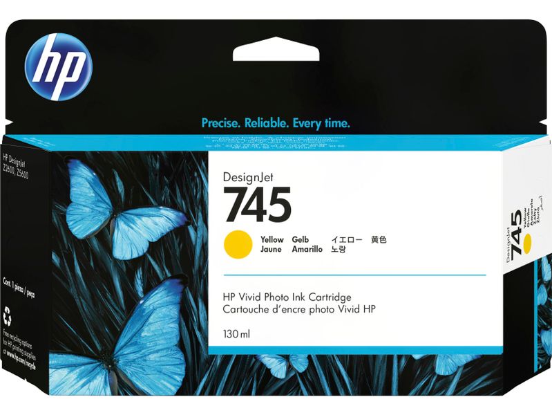 HP 745 atramentová náplň žltá, F9J96A