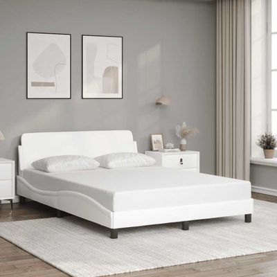 vidaXL Rám postele Dover biely 140x190 cm umelá koža