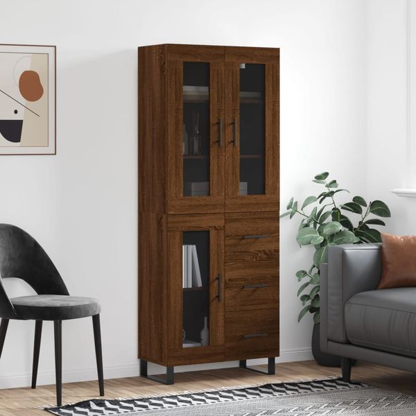 vidaXL Vysoká skrinka hnedý dub 69,5x34x180 cm spracované drevo