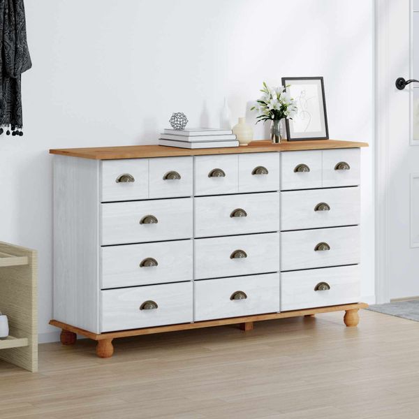 vidaXL Komoda ASKIM Biela 79 x 40 x 133,5 cm Masívne borovicové drevo