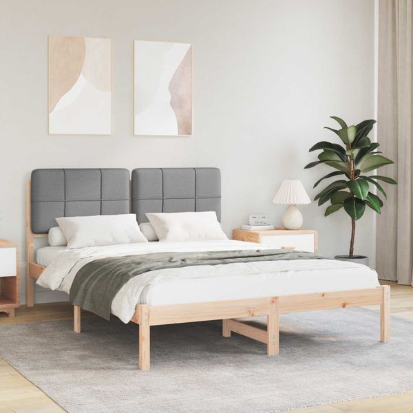 vidaXL Rám postele s čalúneným čelom Svetlosivá 160 x 200 cm