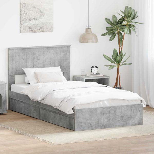 vidaXL Úložná posteľ Betónová šedá 100 x 200 cm Kompozitné drevo