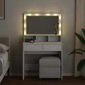 vidaXL Toaletný stolík s LED biely 80x41x134,5 cm