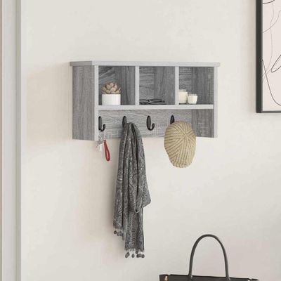 vidaXL Vešiak na stenu Sivý Sonoma 50 x 16 x 26 cm Kompozitné drevo
