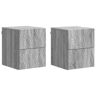 vidaXL Nástenná nočná skrinka 2 pcs Sivý Sonoma 34,5 x 33 x 40 cm