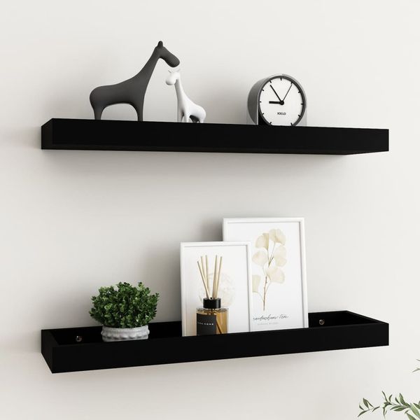 vidaXL Terasové nástenné police 2 ks čierne 60x15x4 cm MDF