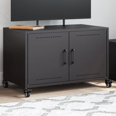 vidaXL TV skrinka čierna 68x39x43,5 cm oceľ