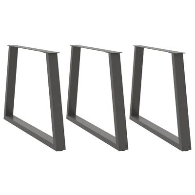 vidaXL Nohy k jedálenskému stolu v tvare V, 3 ks, antracitové, 100 x (72-73,3) cm, oceľ