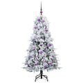 vidaXL Umelý Sklápací Vianočný Stromček Biela 150 cm PE a PVC