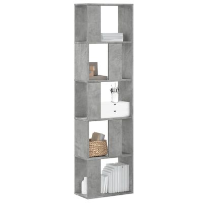 vidaXL Knižnica 5 políc betónovosivá 45x23,5x162,5 cm kompozit. drevo