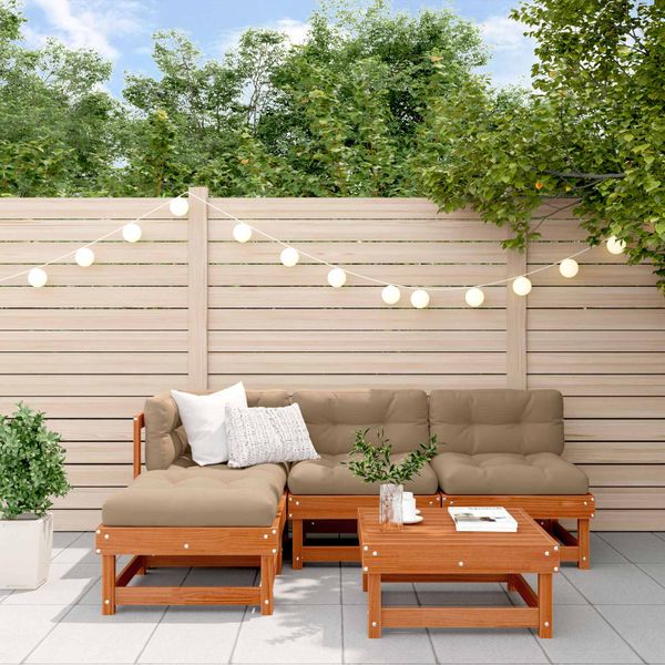 vidaXL Záhradný lounge set 5 pcs Vosková Hnedá Masívna borovica