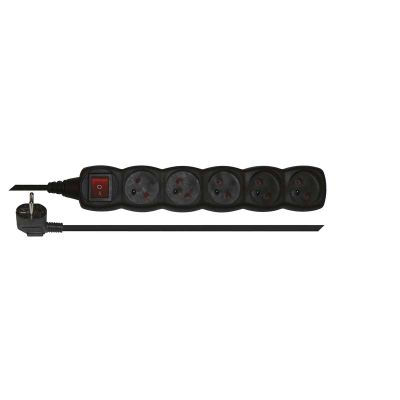 Prodlužovací kabel EMOS PC1513 / 3 m / 5 zásuvek / s vypínačem / černý / PVC / 1 mm2